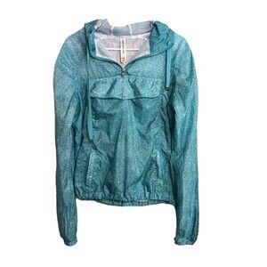 Lorna Jane Hooded Pullover Windbreaker Women’s Sz M Lt Blue 3 Front Pockets